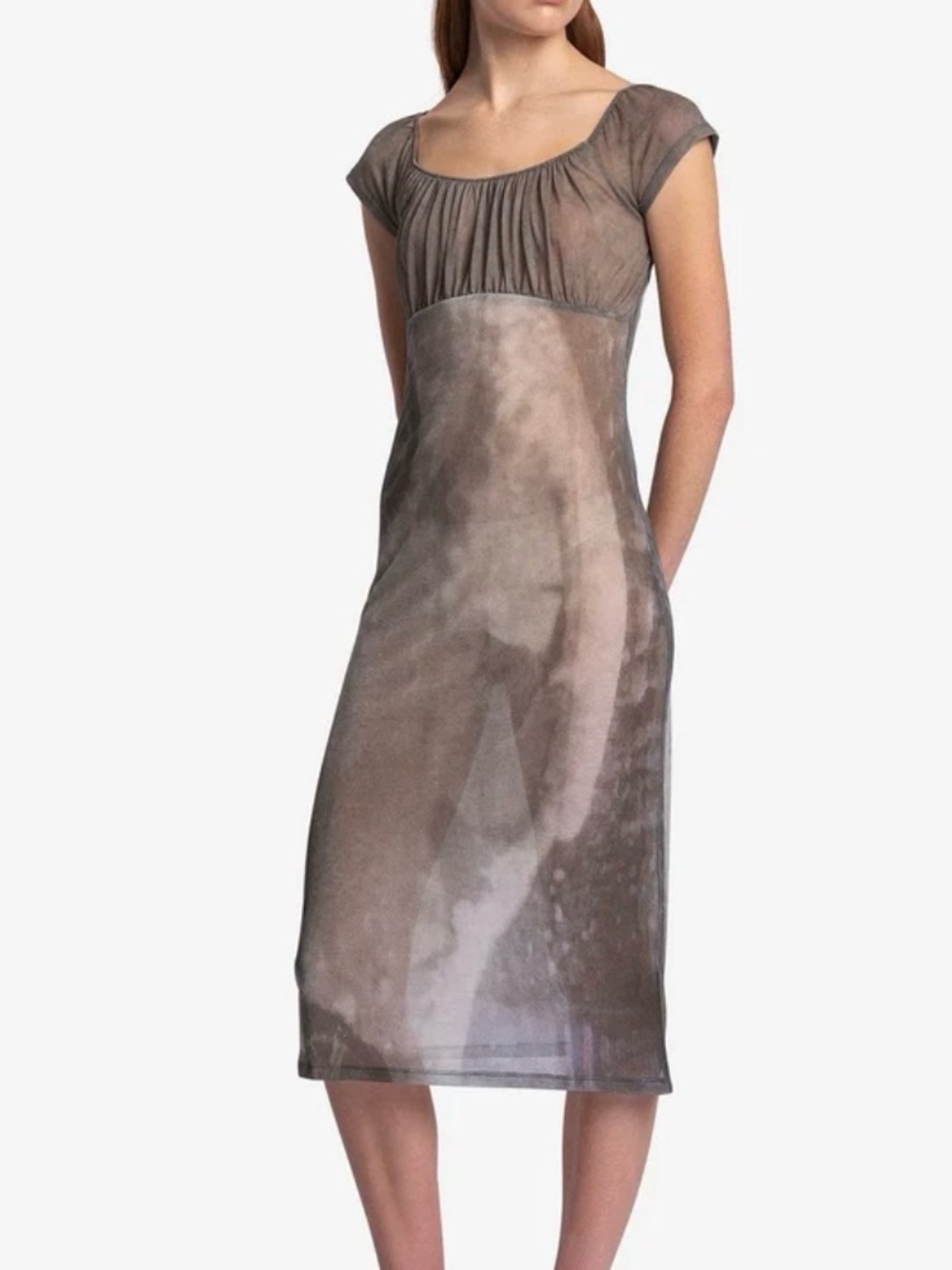 Paloma Wool Semi-Sheer Print Midi Dress